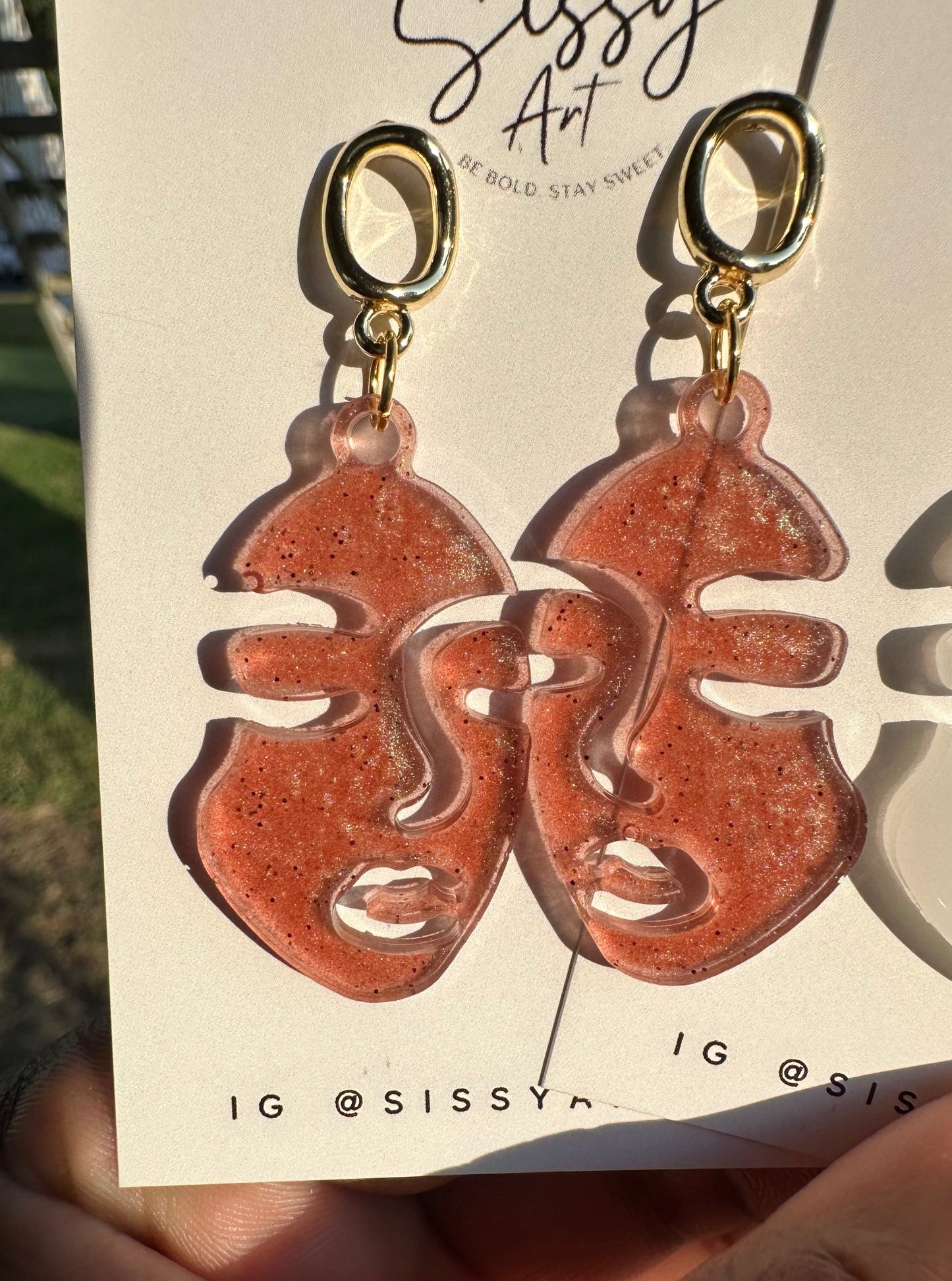Abstract Face Earrings - Shifting Rose