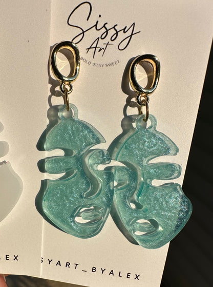 Abstract Face Earrings - Blue